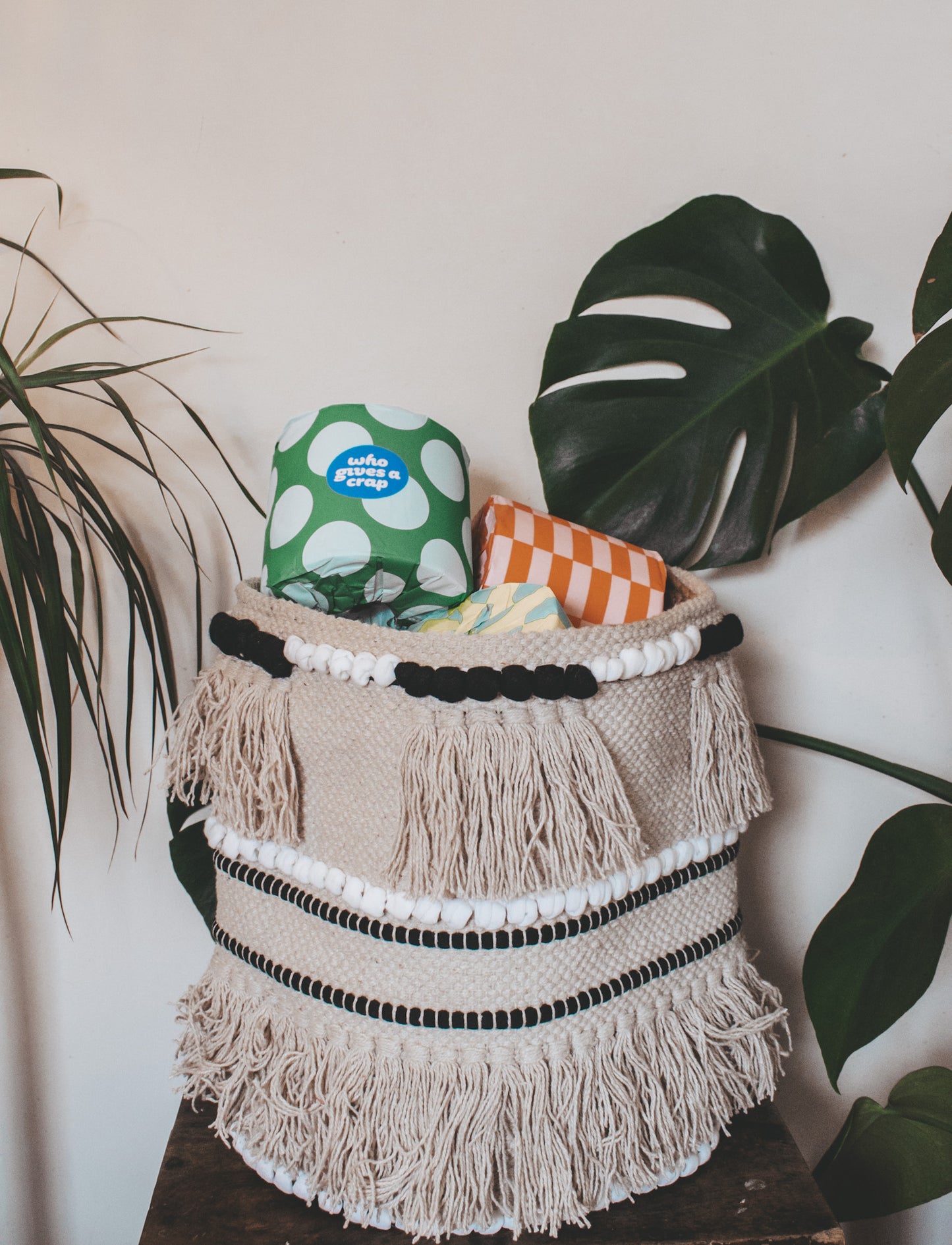 Tide Lines Woven Basket