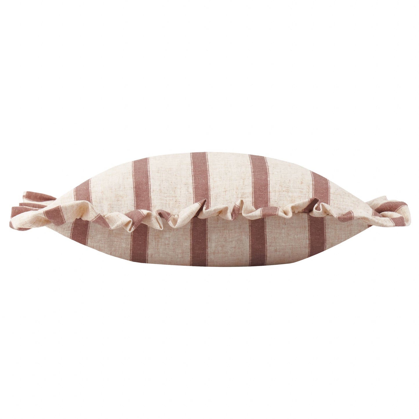 Connie Square Striped Ruffle Cushion Clay Pink: Clay Pink / Polyester Filled / 45 x 45cm