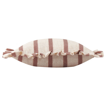 Connie Square Striped Ruffle Cushion Clay Pink: Clay Pink / Polyester Filled / 45 x 45cm