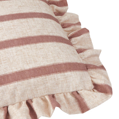 Connie Square Striped Ruffle Cushion Clay Pink: Clay Pink / Polyester Filled / 45 x 45cm