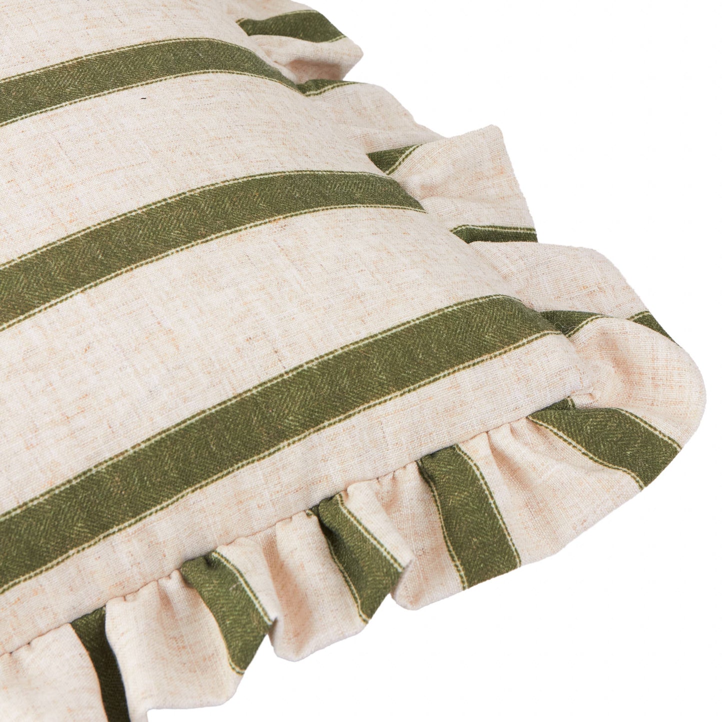 Connie Square Striped Ruffle Cushion Moss: Moss / Polyester Filled / 45 x 45cm