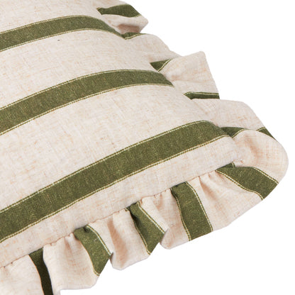 Connie Square Striped Ruffle Cushion Moss: Moss / Polyester Filled / 45 x 45cm