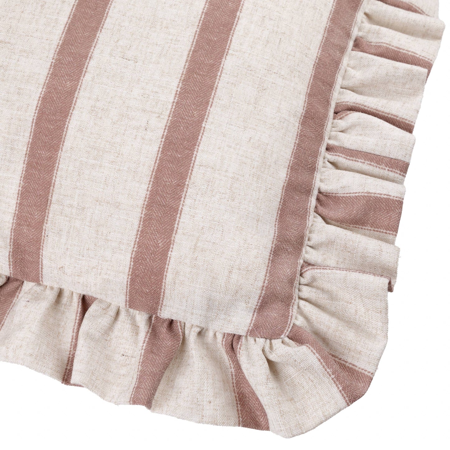 Connie Striped Ruffle Cushion Clay Pink: Clay Pink / Polyester Filled / 35 x 50cm