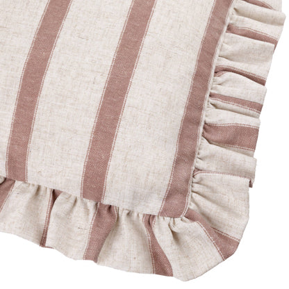Connie Striped Ruffle Cushion Clay Pink: Clay Pink / Polyester Filled / 35 x 50cm