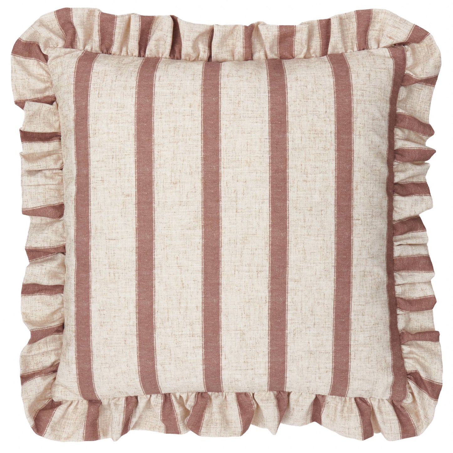 Connie Square Striped Ruffle Cushion Clay Pink: Clay Pink / Polyester Filled / 45 x 45cm