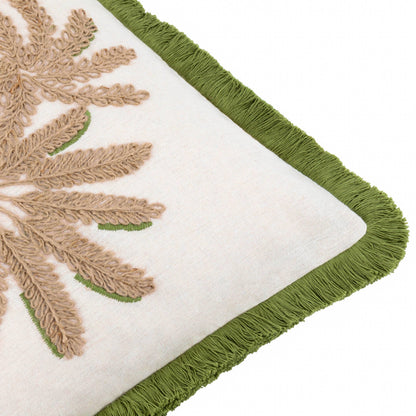 Palm Embroidered Cushion Green: Green / Polyester Filled / 45 x 45cm