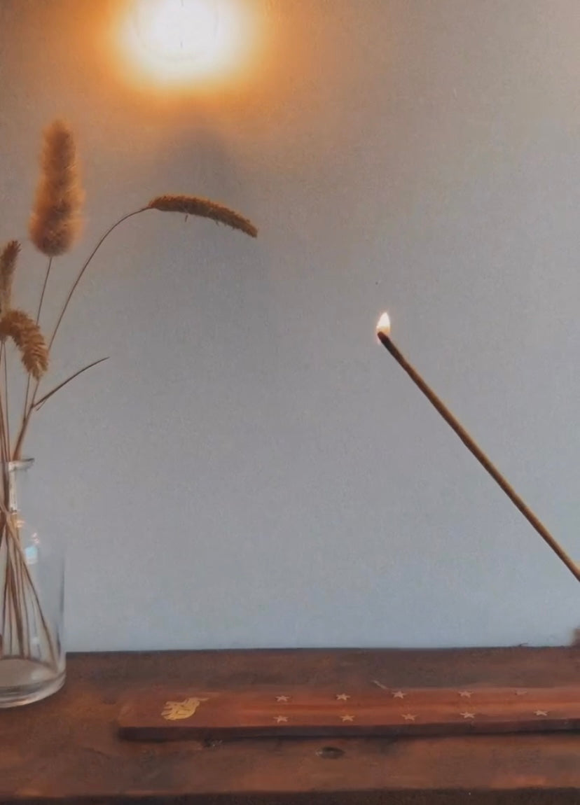 Namaste Scents Brass Inlay Mango Wood Incense Holder