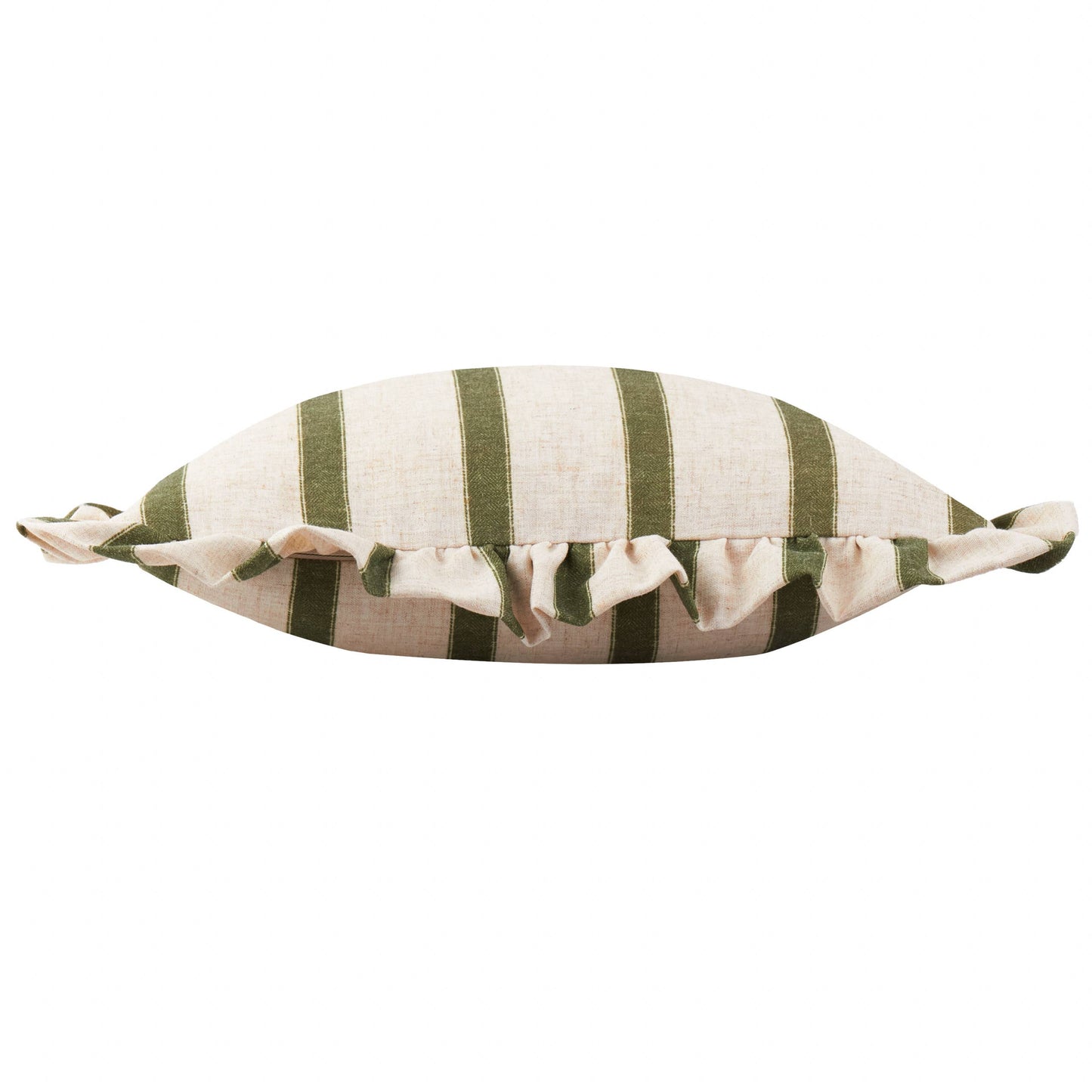 Connie Square Striped Ruffle Cushion Moss: Moss / Polyester Filled / 45 x 45cm