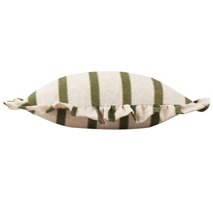 Connie Square Striped Ruffle Cushion Moss: Moss / Polyester Filled / 45 x 45cm