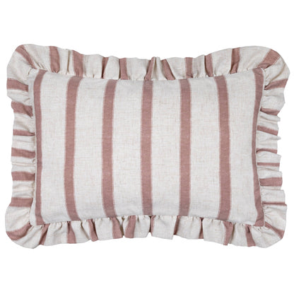 Connie Striped Ruffle Cushion Clay Pink: Clay Pink / Polyester Filled / 35 x 50cm