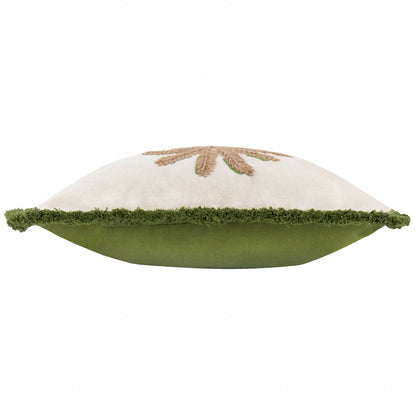 Palm Embroidered Cushion Green: Green / Polyester Filled / 45 x 45cm