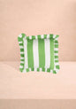 Green Cabana Stripe Ruffled Cushion Cover