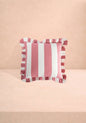 Pink Candy Cabana Stripe Ruffled Cushion Cover