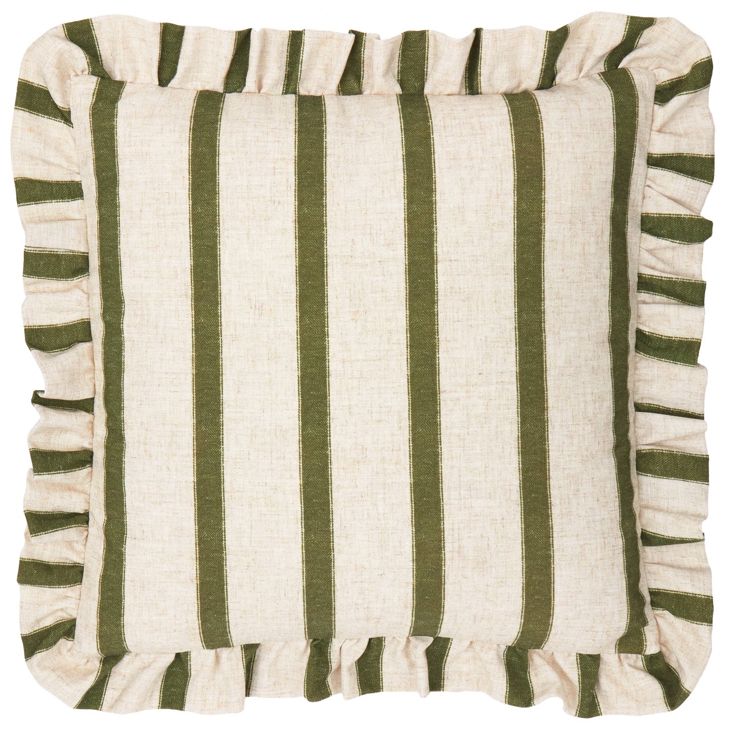 Connie Square Striped Ruffle Cushion Moss: Moss / Polyester Filled / 45 x 45cm