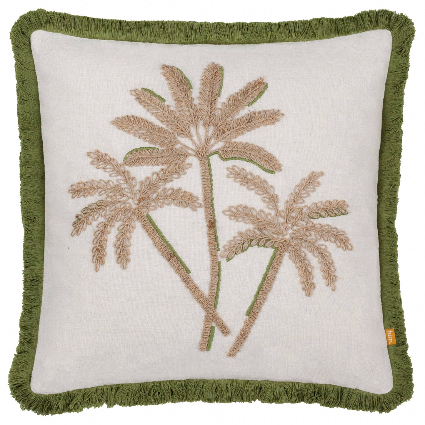 Palm Embroidered Cushion Green: Green / Polyester Filled / 45 x 45cm