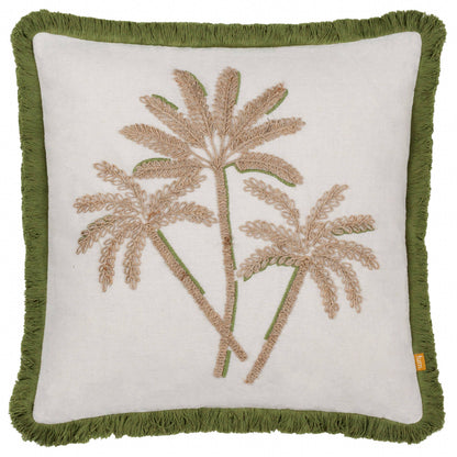 Palm Embroidered Cushion Green: Green / Polyester Filled / 45 x 45cm